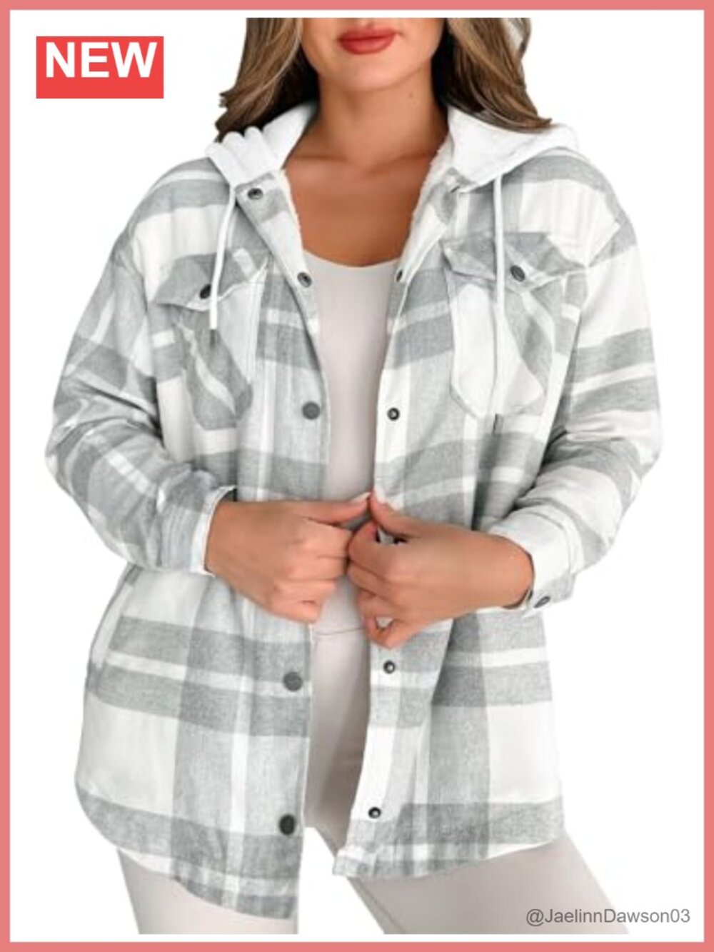 Flannel Plaid Shacket Hooded Sherpa Fleece Lined Winter Coat